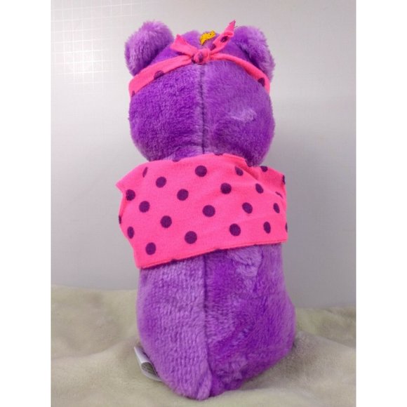 Nanco Plush Bear VTG 1990 Purple Pink Dot Bow Grape Jamin 11" Stuffed Animal Toy - Picture 5 of 8